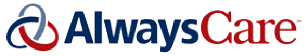 AlwaysCare logo with blue and red stylized text alongside three interlocking rings in corresponding colors, representing the company or organization visually.
